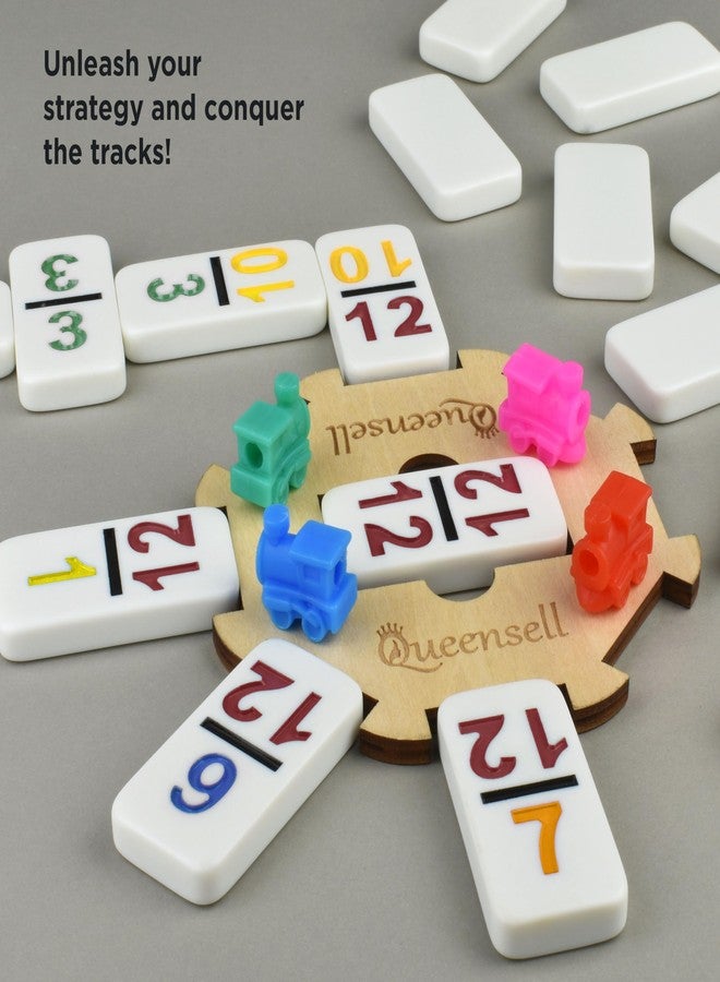Queensell Mexican Train Dominoes Set with Numbers, Double 12 Dominoes Sets for Adults, Mexican Domino Train for Adults and Family - Domino Sets 91 Tiles with Aluminum Case - Image 5